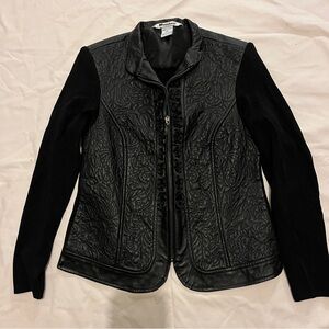 Vintage Nygard Collection Floral Black Leather Jacket - Size PS (4-6)
